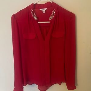 Pink diamond and pearl business blouse